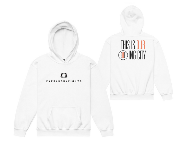 Youth heavy blend hoodie EVERYBODYFIGHTS - THIS IS OUR EBF CITY