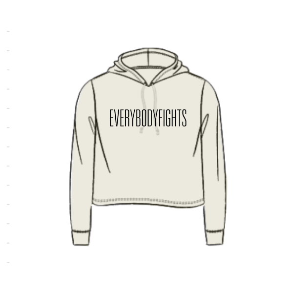 Women’s Long Sleeve Boxy Hoodie - everybodyfights, fighter logo