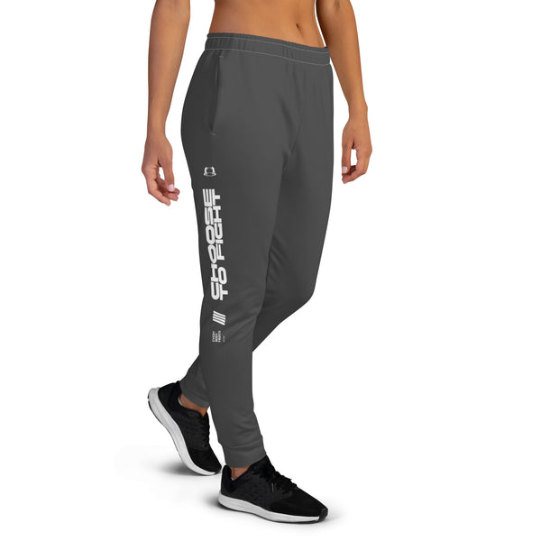 Women's Joggers CHOOSE TO FIGHT - WHITE ON GREY