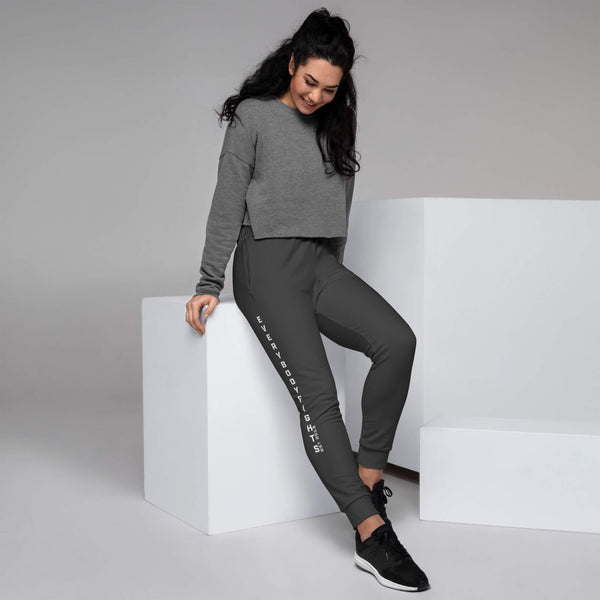 Women's Joggers EVERYBODYFIGHTS - WHITE ON GREY