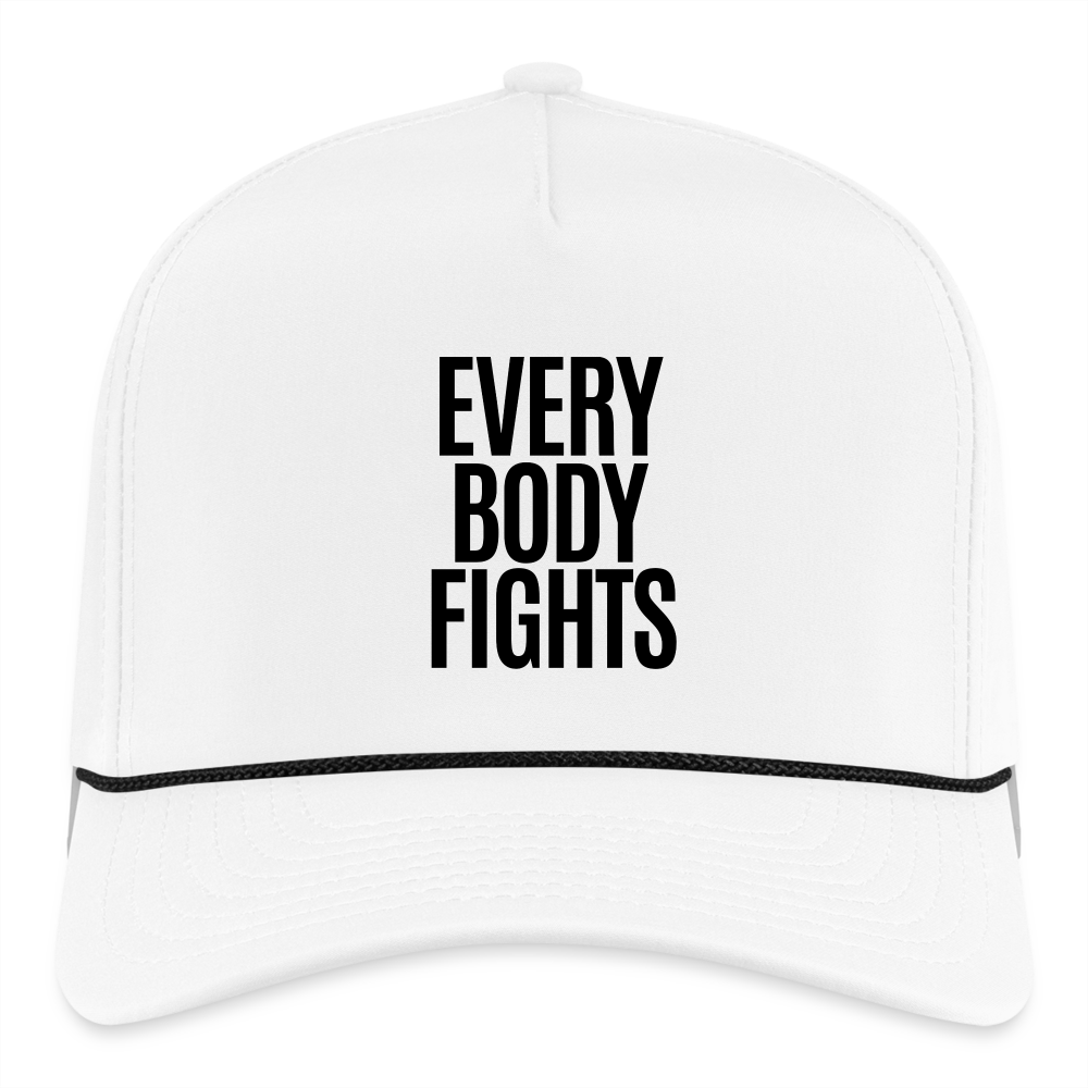 Five Panel Cap - everybodyfights stacked - white/black