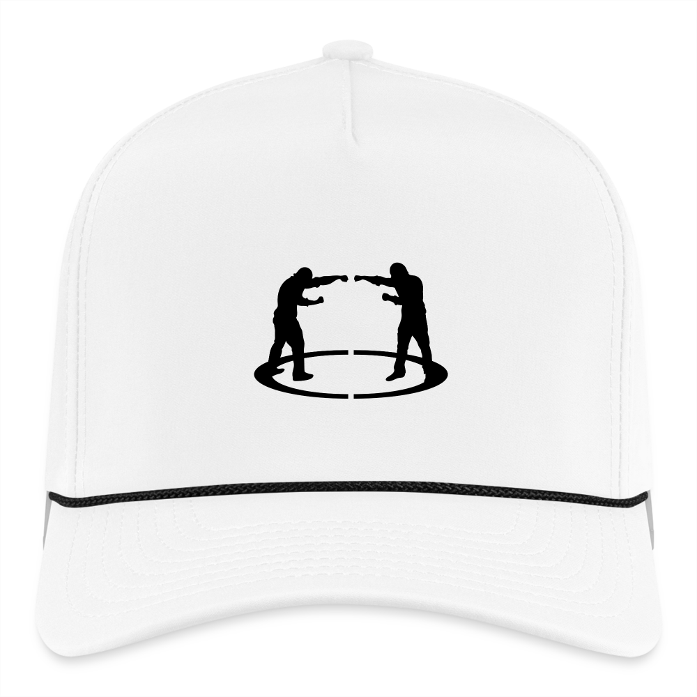 Five panel cap fighter logo - white/black