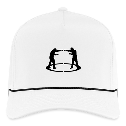 Five panel cap fighter logo - white/black